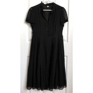 J.Crew Silk Black Pleated Midi Dress